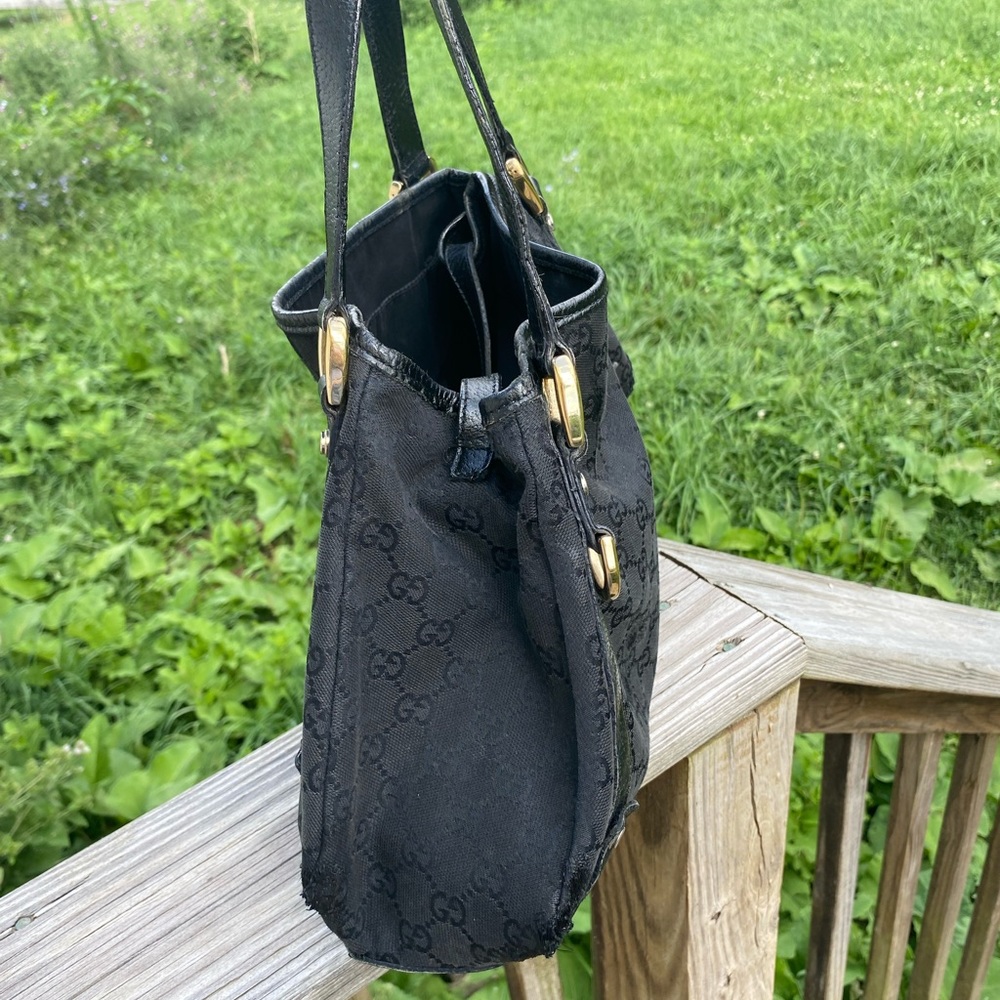 Authentic Gucci D-Ring GG logo tote black gold Y2K - Picture 2 of 13